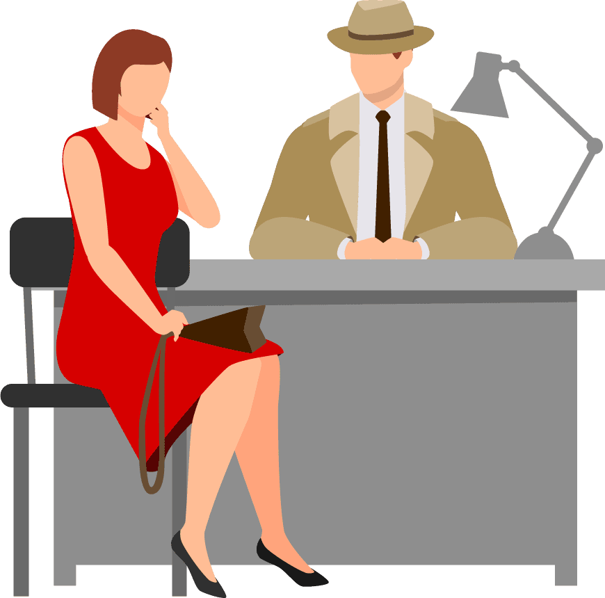 flat working detective character illustration