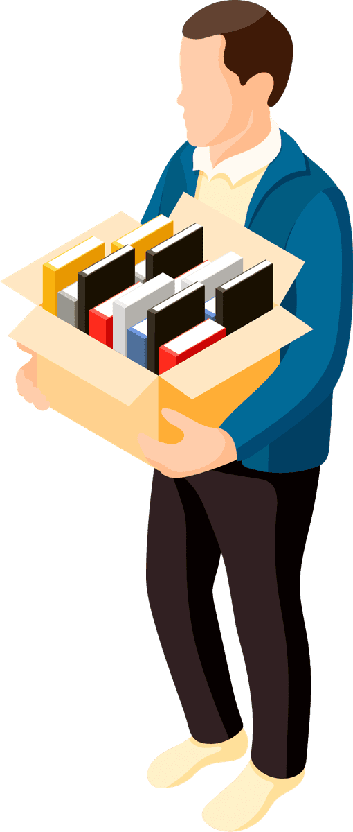 flea market isometric icons for collectors featuring diverse book styles and engaging character