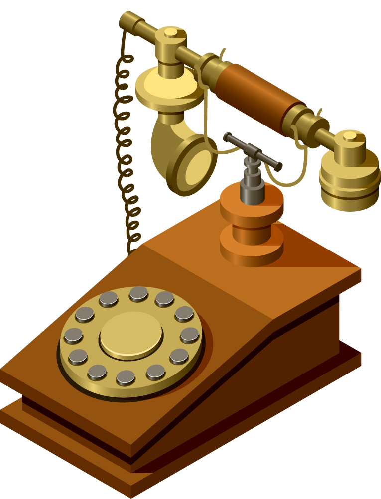 flea market isometric icons for vintage telephones and retro decor enthusiasts