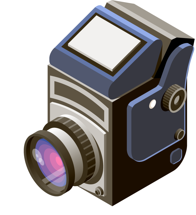 flea market isometric icons showcasing vintage camera and photography essentials collection