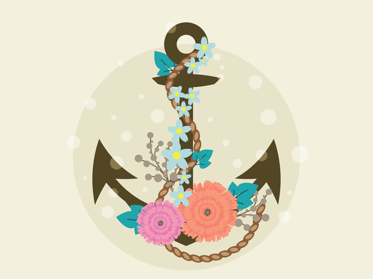 anchor illustration with flower decoration