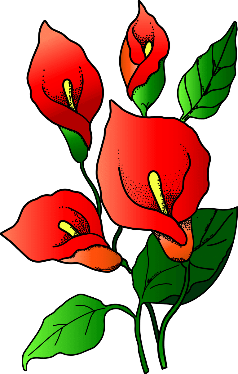 flower drawing colorful beautiful with vibrant red blossoms and lush green leaves for home decor