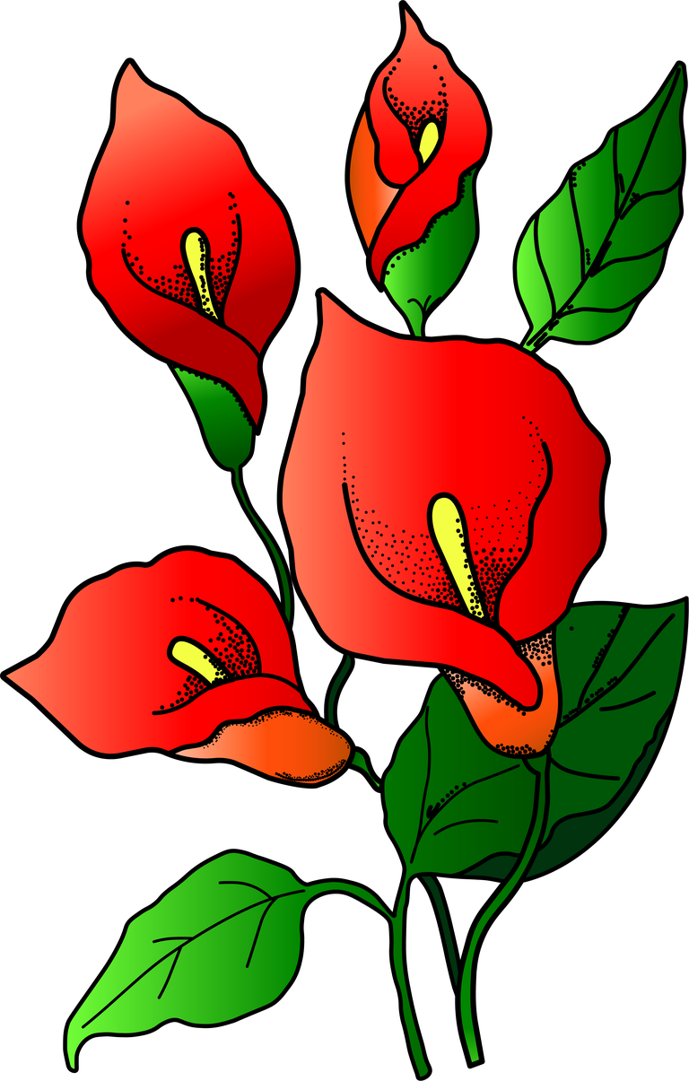 flower drawing colorful beautiful with vibrant red blossoms and lush green leaves for home decor