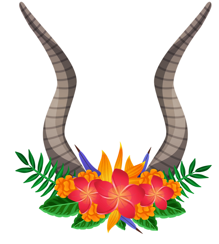 flower horn wild animals dear mountain goat moose ornamental floral horns