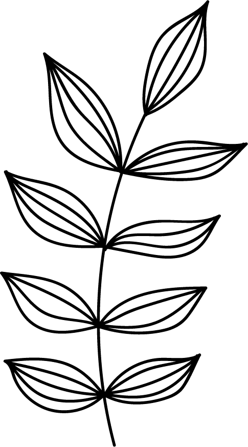 flower leaf icons lineart black white decor