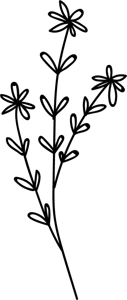 flower leaf icons lineart black white decor