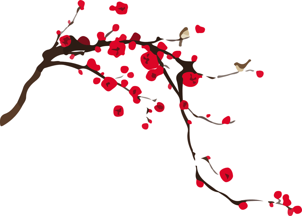 flowers plants botanical cover with vibrant red blossoms and intricate branch details