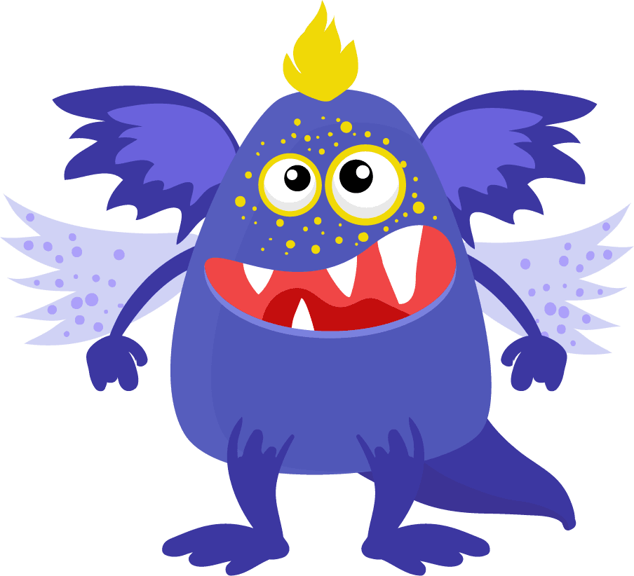 flying cartoon monsters set for kids party