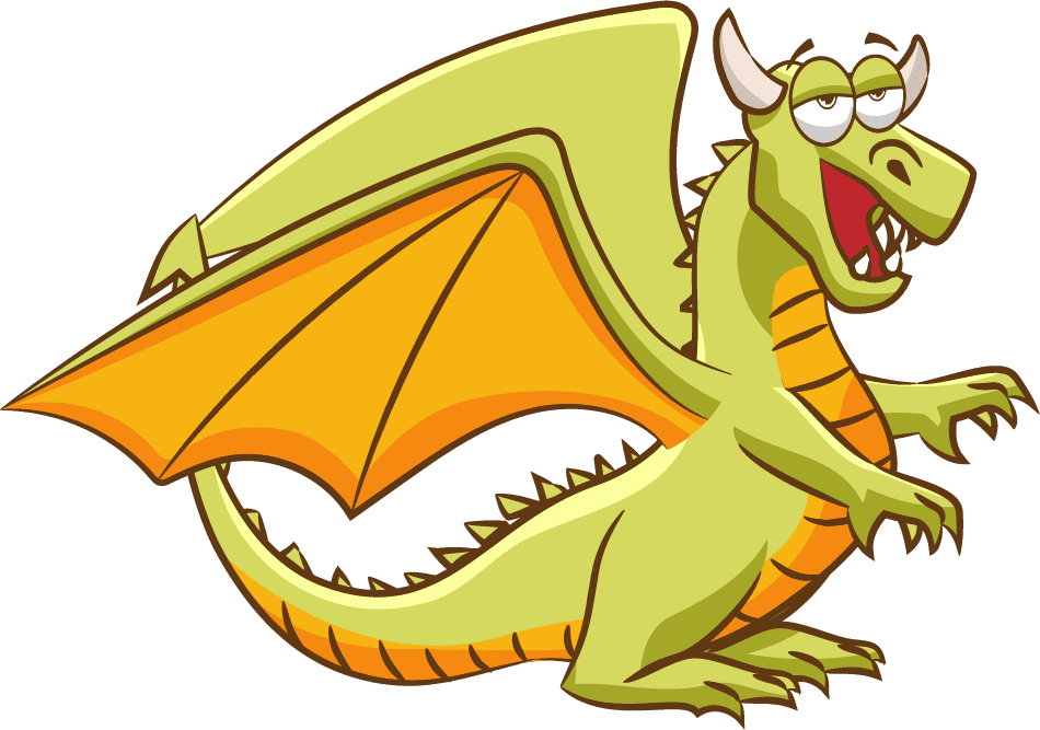 flying dragon colorful goofy cartoon dragons set on isolated white background