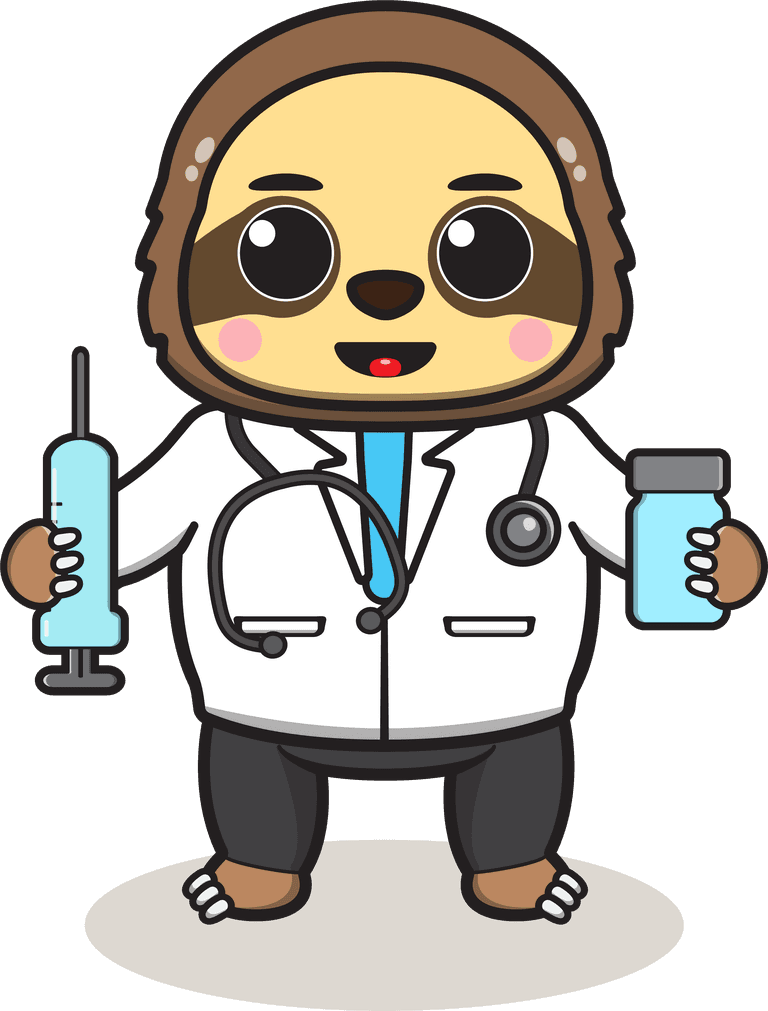 folivora doctor illustration of cute sloth santa mascot or character
