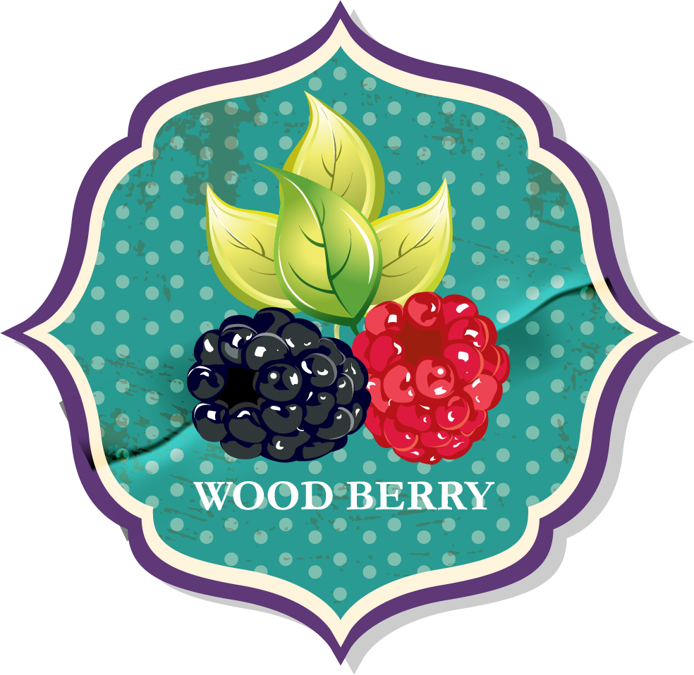 charming food and drink label collection featuring delightful wood berry illustration and vibrant colors