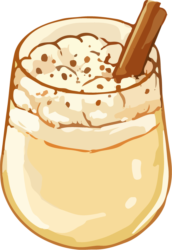 charming food art drawing watercolor of creamy beverage with cinnamon stick