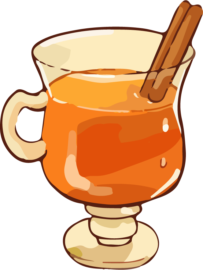 food art drawing watercolor of a warm spiced drink in a cozy mug