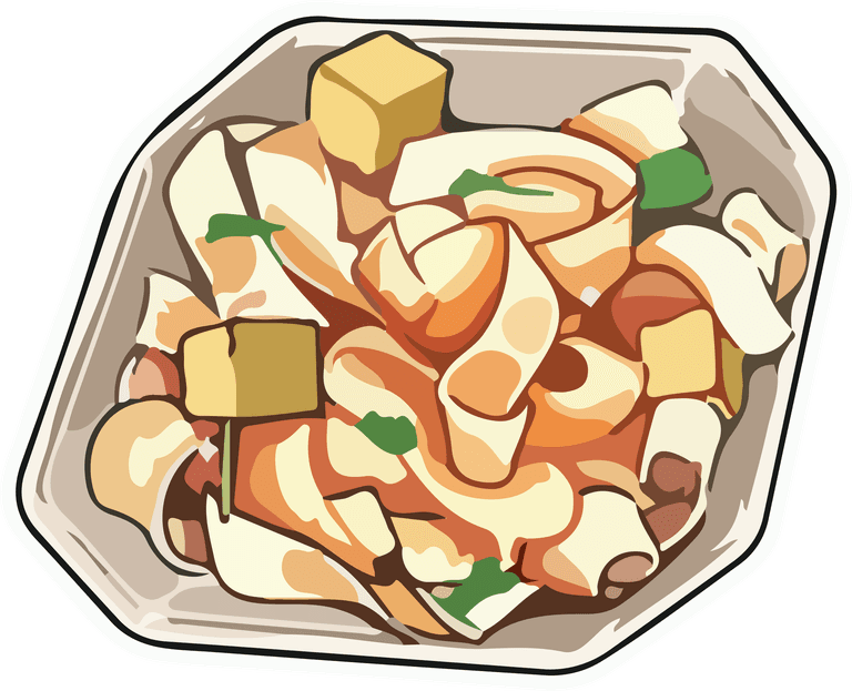 food art watercolor of delicious noodles with tofu and greens in a stylish bowl