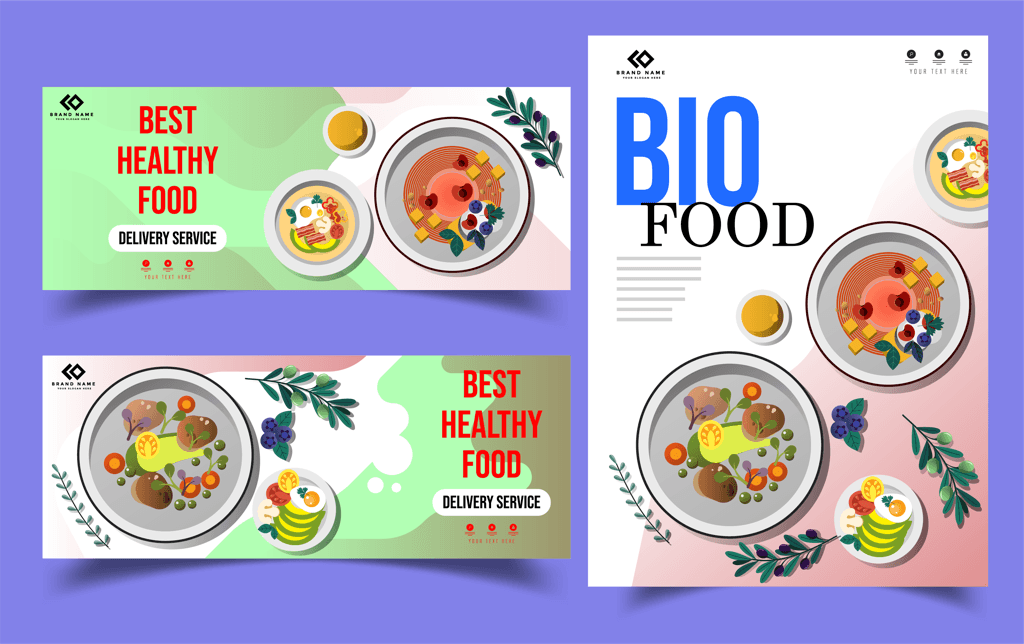 food flyers templates cuisines ingredients sketch colorful flat frames