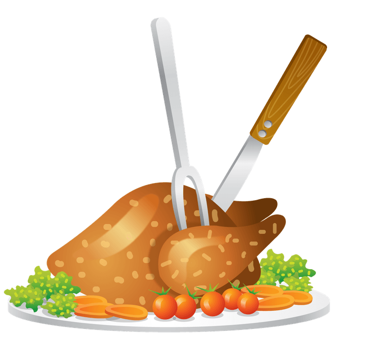 food food kitchen icons vector featuring a roasted turkey with vegetables and utensils