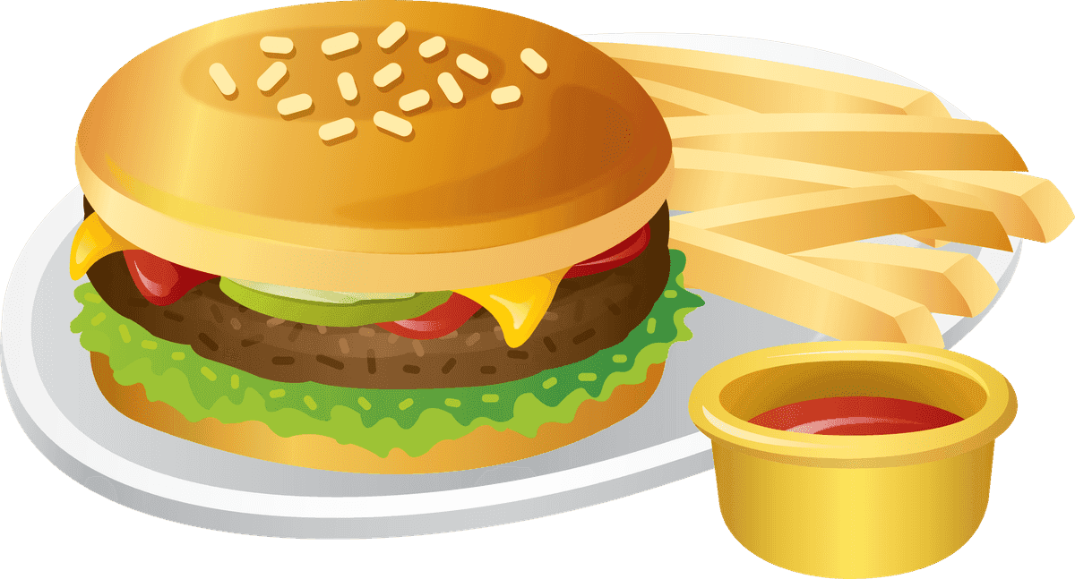 food food kitchen icons vector featuring a delicious burger and fries set for cooking apps