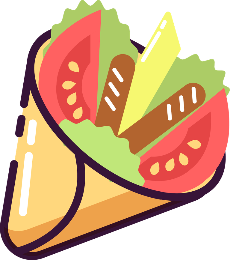 food icons collection colorful classical showcasing delicious wraps and fresh ingredients for culinary delight