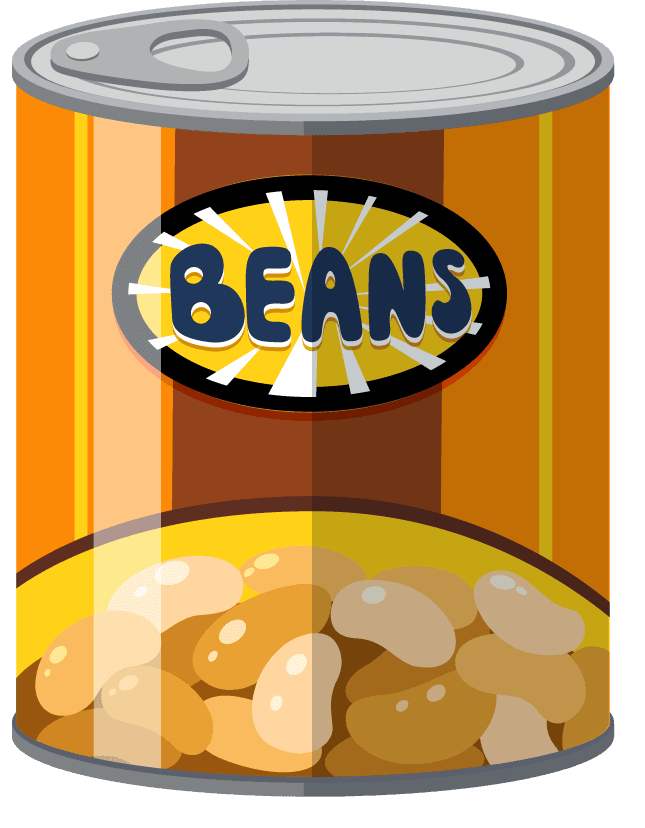 food on white background illustration featuring a colorful canned beans design for home kitchens