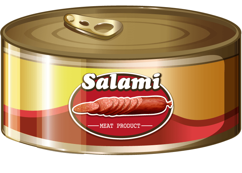 canned salami on white background illustration showcasing delicious meat product packaging