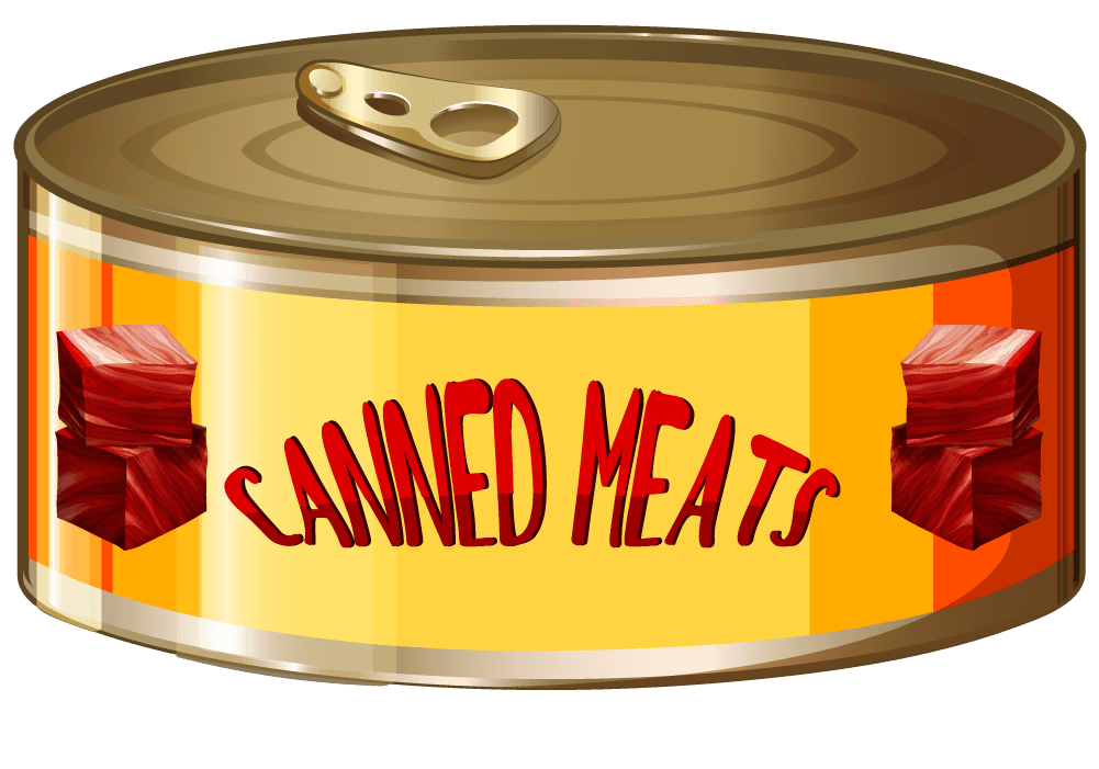 canned meats on white background illustration for culinary applications and promotional use