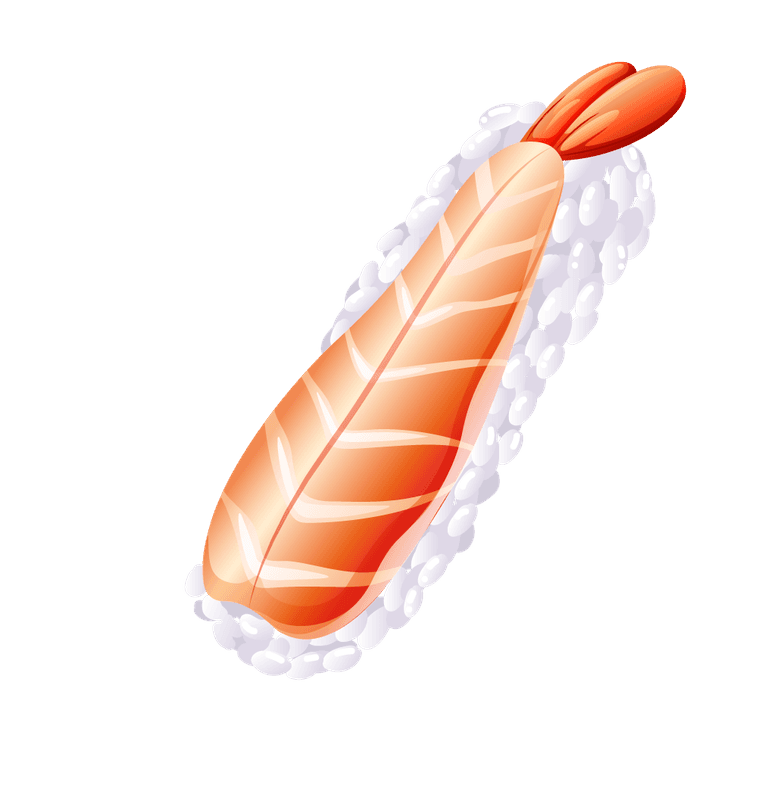 food on white background illustration of delicious sushi with salmon and rice