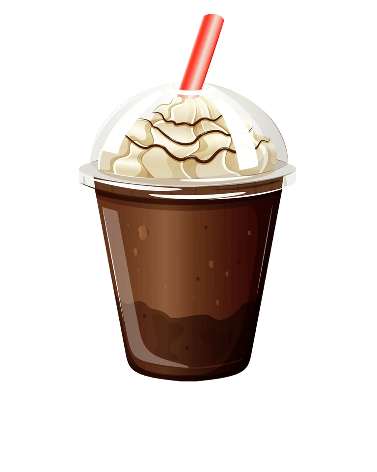 delicious cold beverage with whipped cream on white background illustration