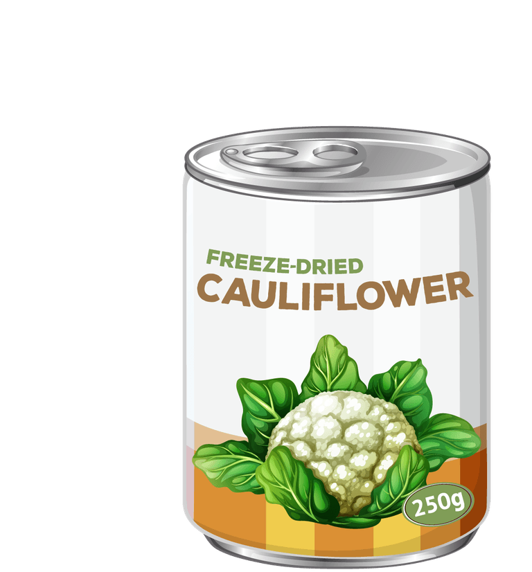 freeze-dried cauliflower food on white background illustration for healthy meal prep