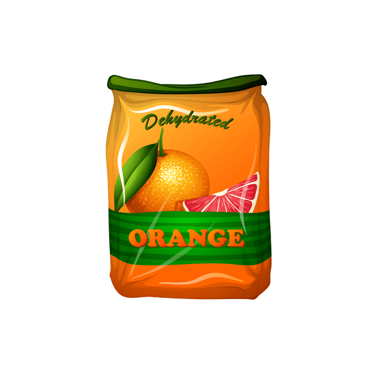 dehydrated orange snack pack on white background illustration for healthy eating