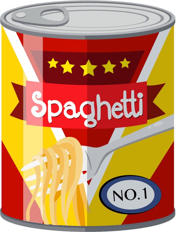 spaghetti can with fork illustration on white background for culinary branding