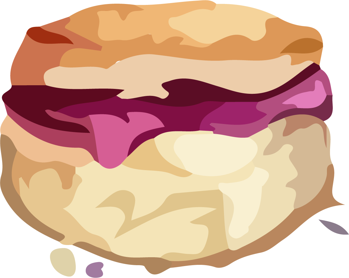 food sweets watercolor drawing featuring a delicious pastry with berry filling and soft texture