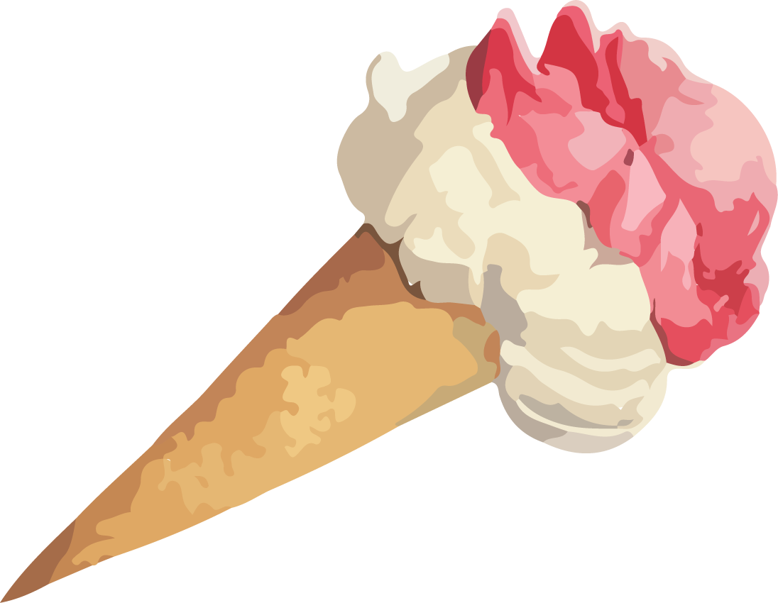 delicious food sweets watercolor drawing of a colorful ice cream cone treat