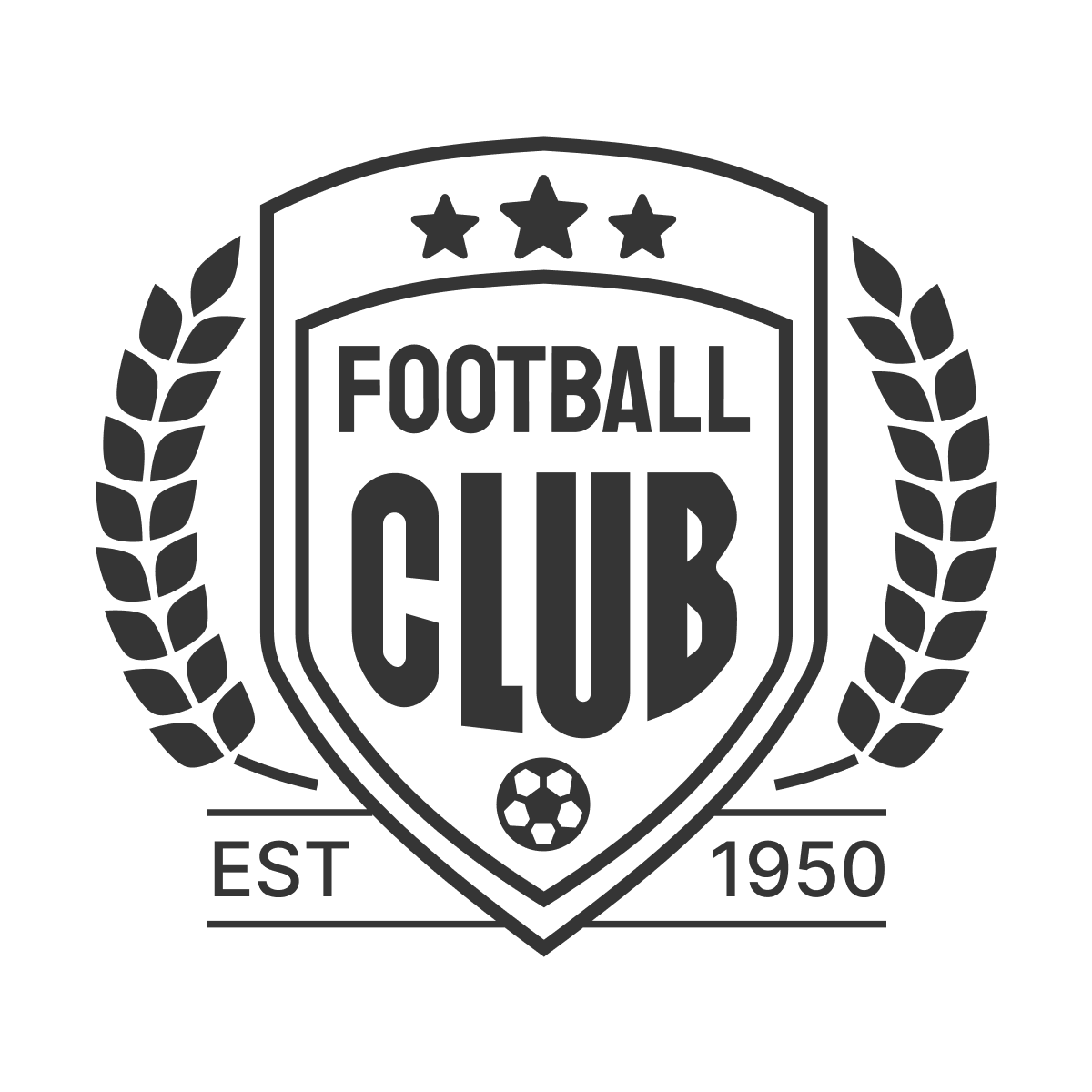 retro shield logo template for a football club with stars and laurel wreath