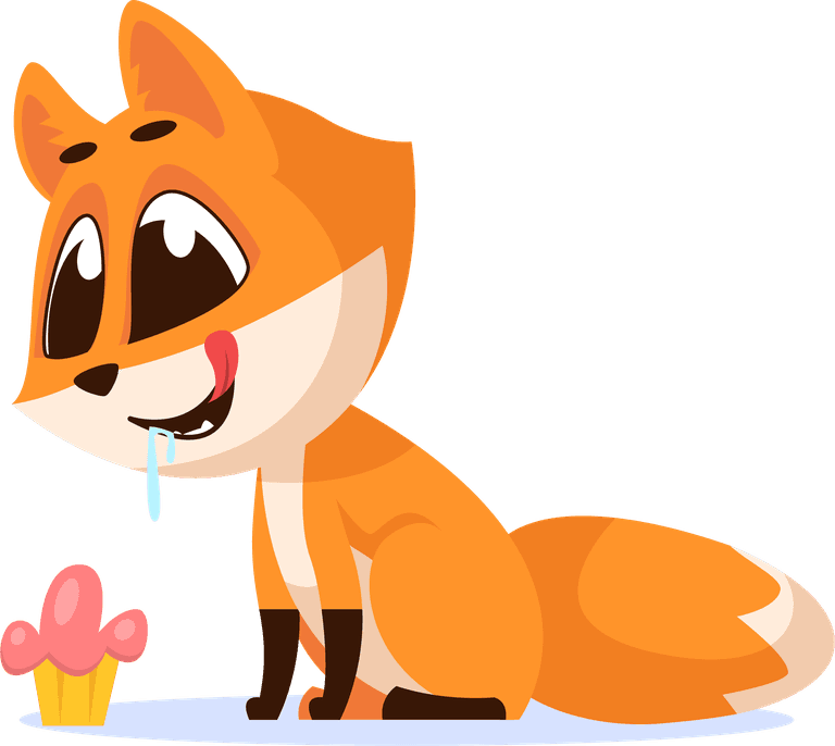 fox cute funny emotional fox set cartoon illustration