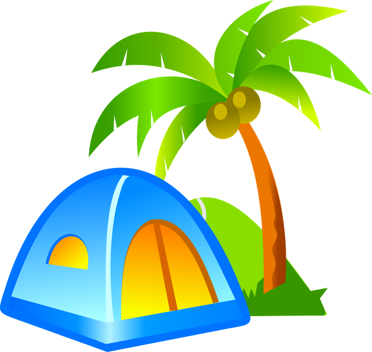 free travel icons for outdoor adventures featuring a tent and palm tree