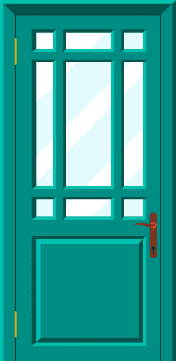 front buildings doors flat style featuring elegant turquoise color with modern accents