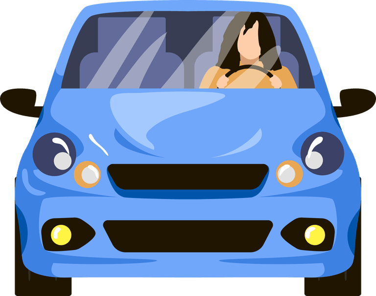 front view people driving cars cartoon illustration set collection female male drivers alone