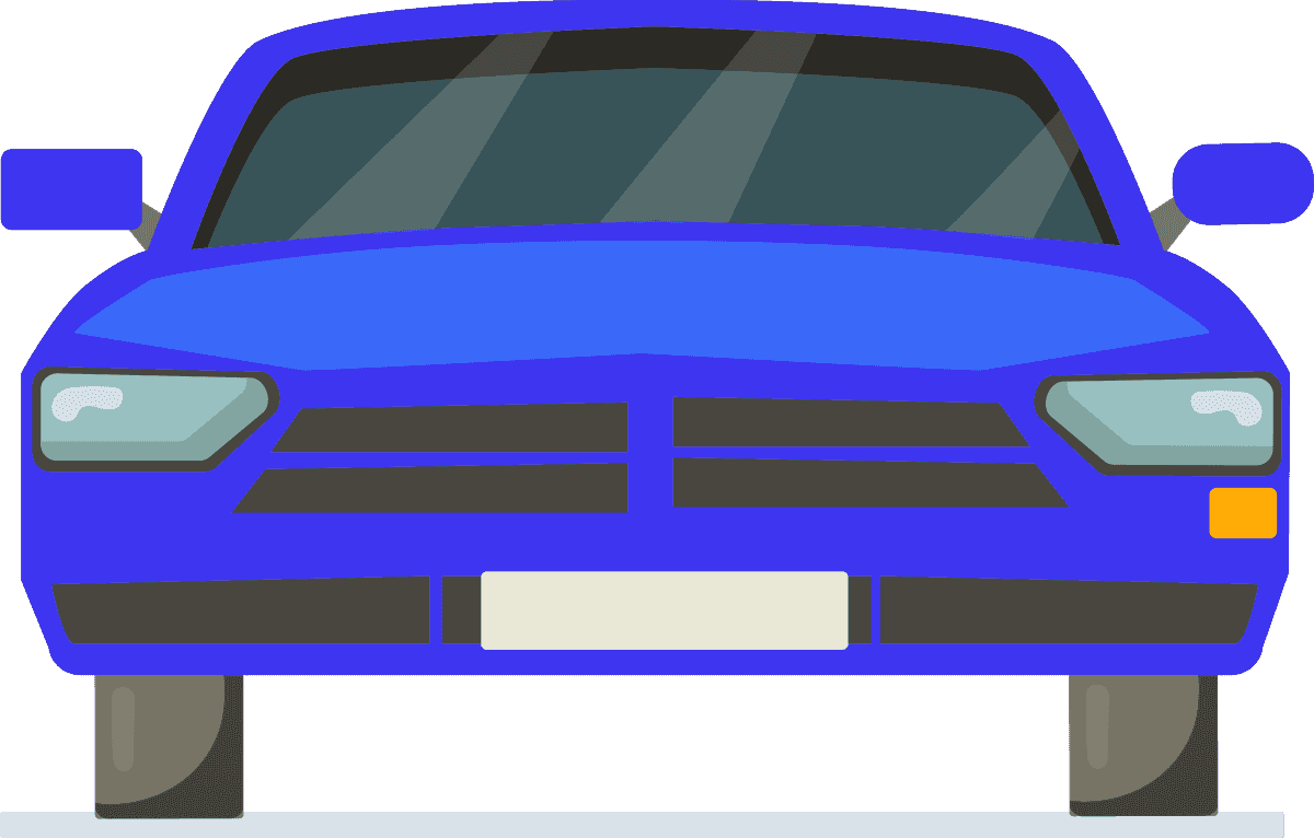 front view vehicles icon in bold blue color, perfect for transportation themes and automotive applications