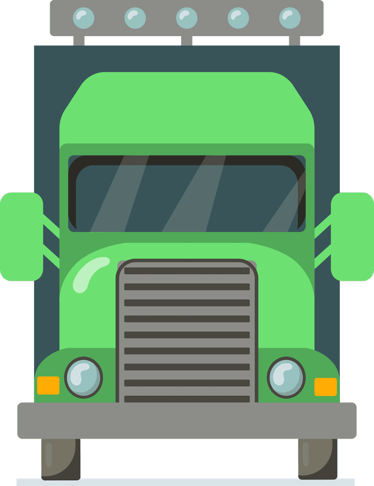 front view vehicles icon featuring a vibrant green truck for transport and logistics needs