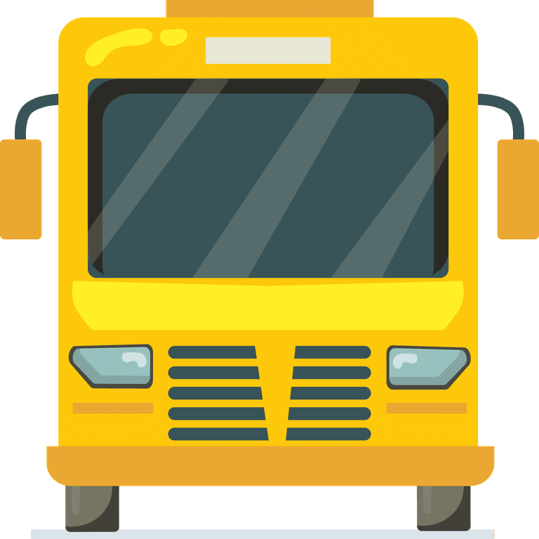 front view vehicles icon showcasing bright yellow bus for transport and travel