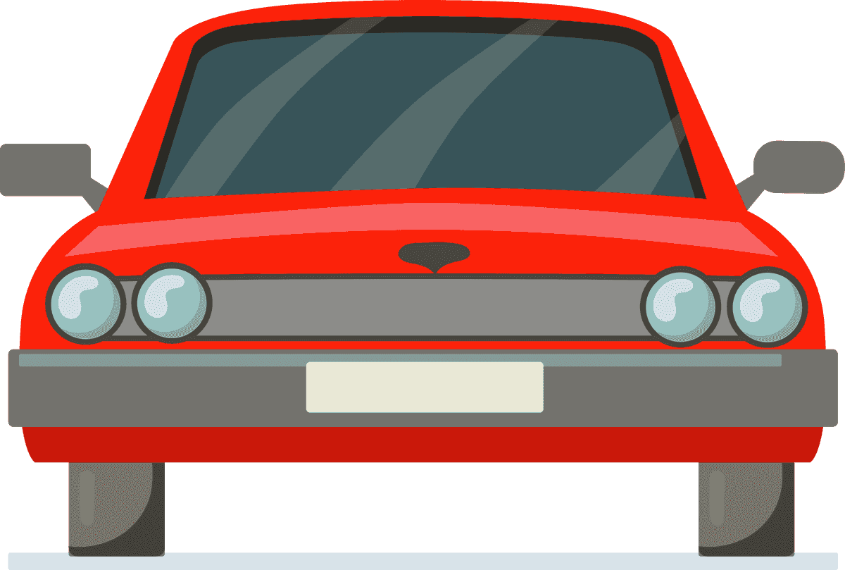 front view vehicles icon showcasing a classic red car with prominent headlights and sleek lines