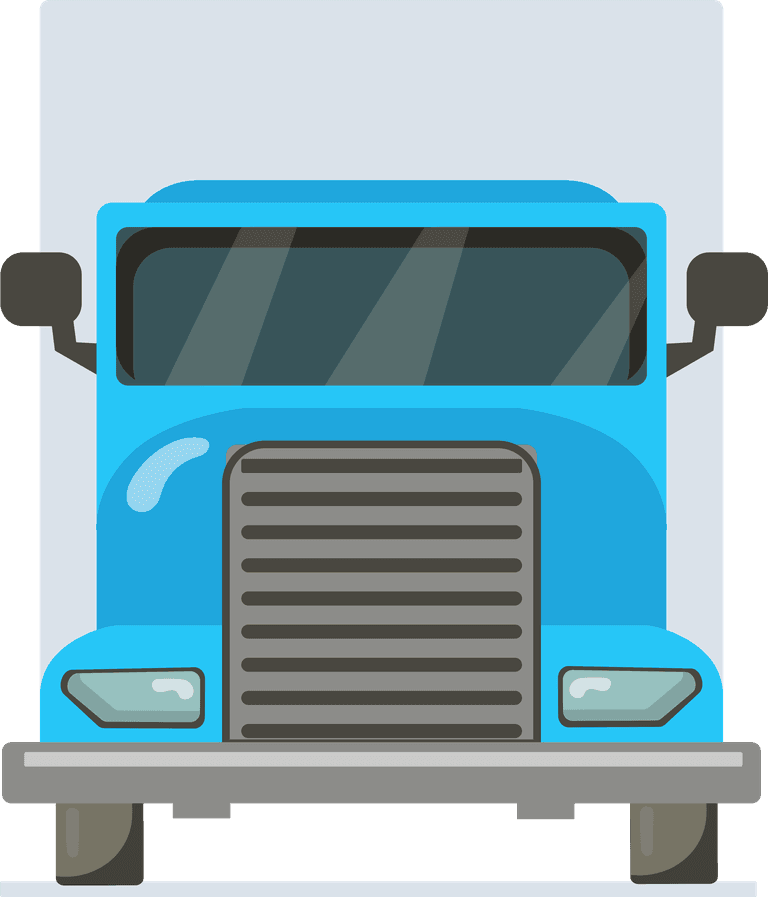 front view vehicles icon: colorful trucks for transportation and logistics applications