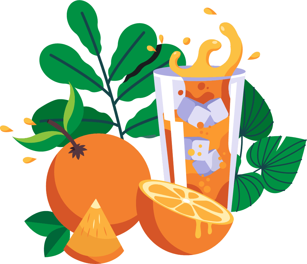 fruit beverages elements colorful dynamic sketch