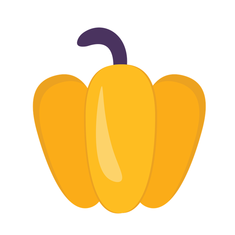 simple colorful fruit illustration featuring a vibrant yellow bell pepper for playful designs