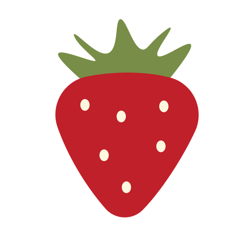 simple colorful fruit illustration of a fun strawberry for playful kitchen decor