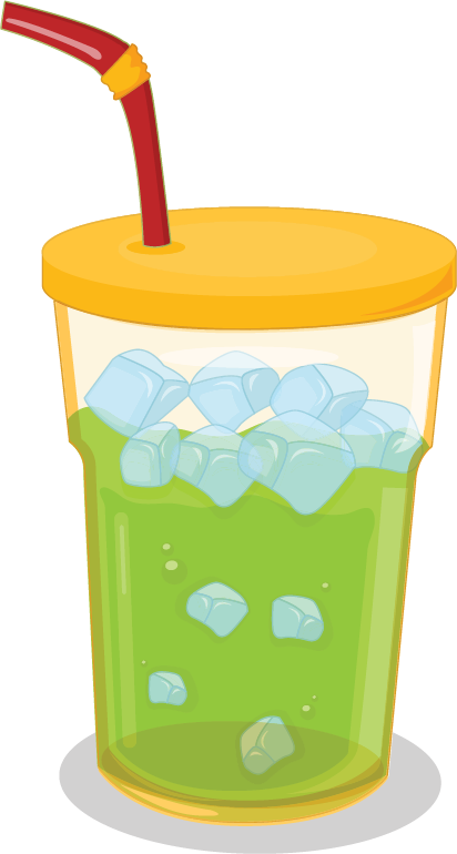 fruit juice bottle and cup illustration