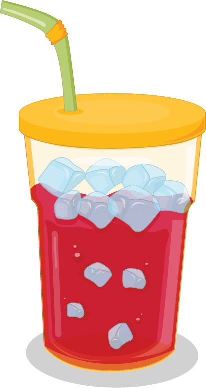 fruit juice bottle and cup illustration