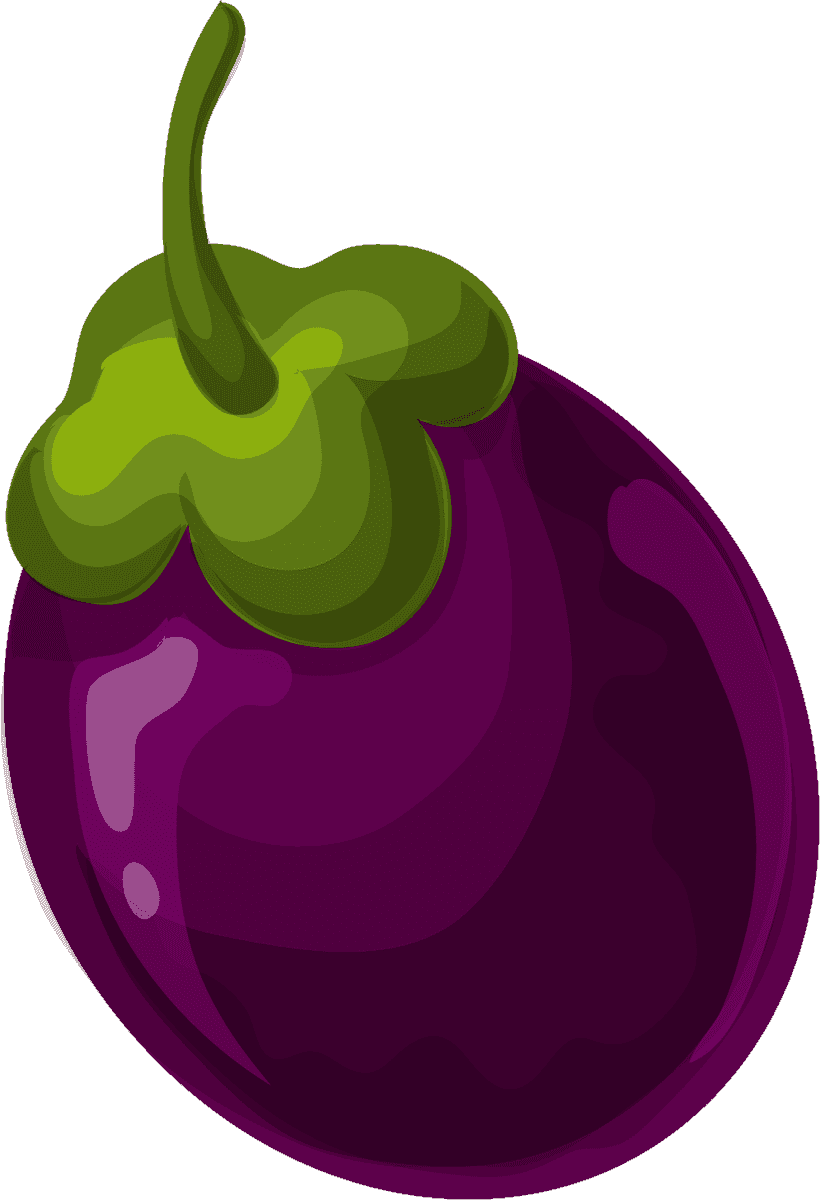 fruit thailand touristic set featuring exotic purple eggplant in vibrant style