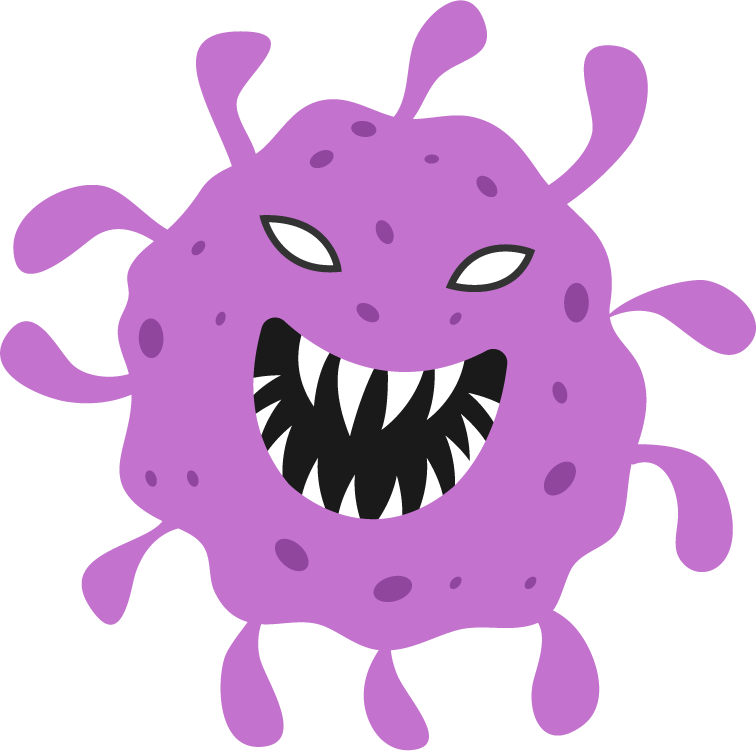 funny cartoon cute virus and bacteria