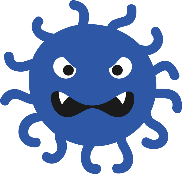 funny cartoon cute virus and bacteria